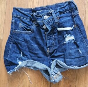Old Navy Hi Rise Button Up Dark Blue Denim Shorts